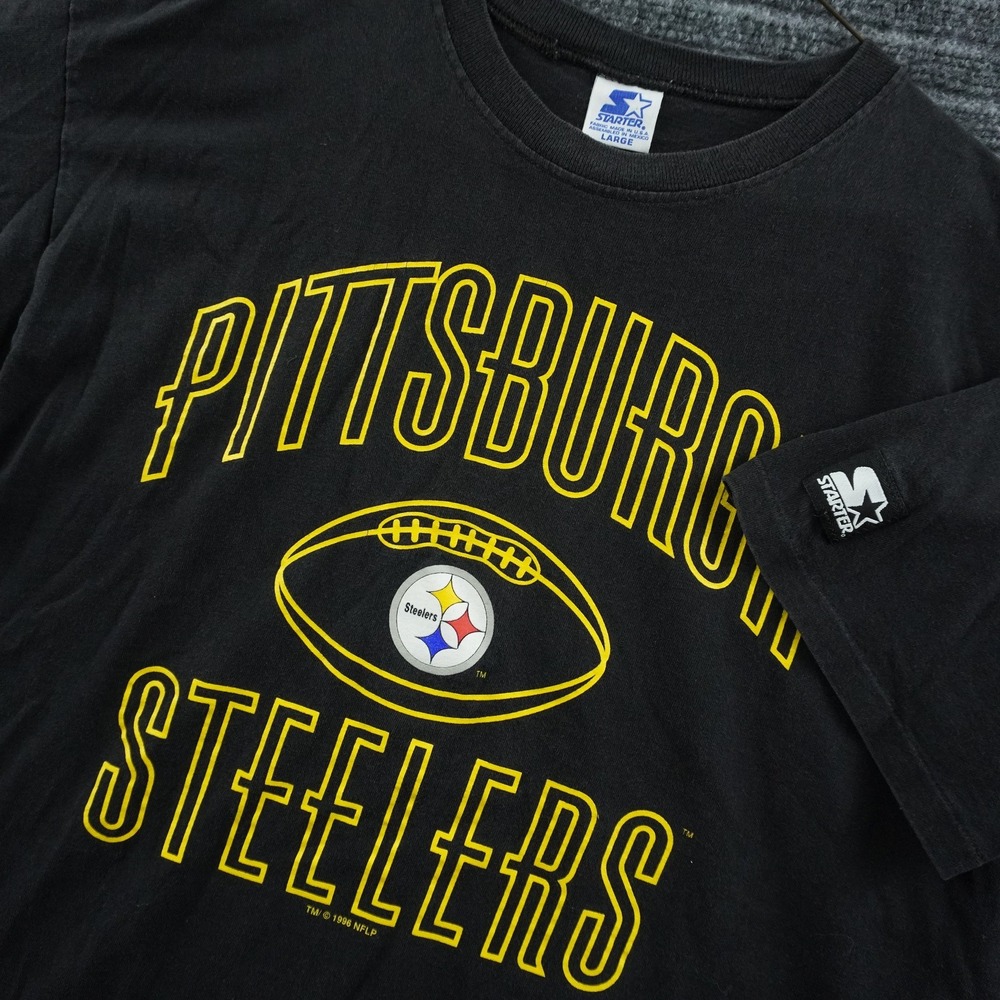 Starter Pittsburgh Steelers T-Shirt Mens Large Black 1996 Vintage NFL Graphic